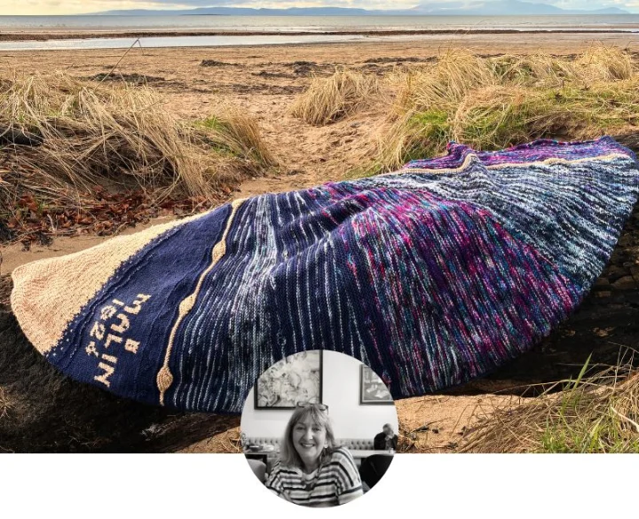 Rhonda Arthur and her knitting design