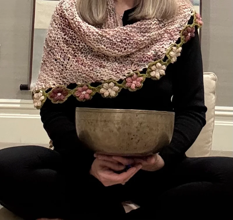 The meditation shawl knitted during the Stitch and Stillness retreat.