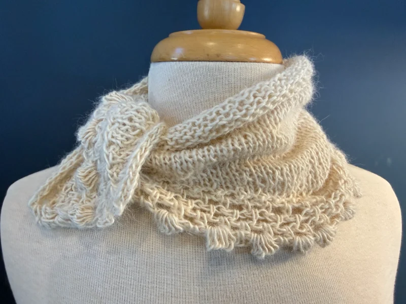 A beginner's first small knitted or embroidered project.