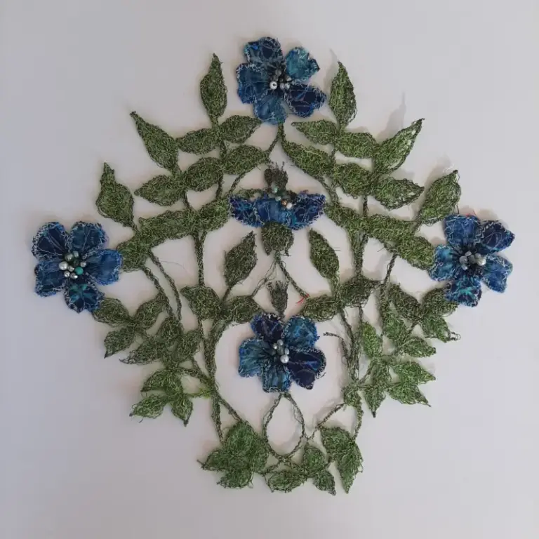 Beautiful machine embroidery sculpture by Sue Mills
