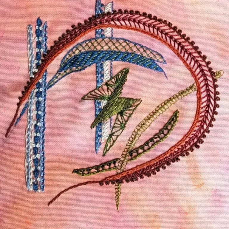 Hand Embroidery samples for module 1 of the Hand Embroidery Course by Zoe