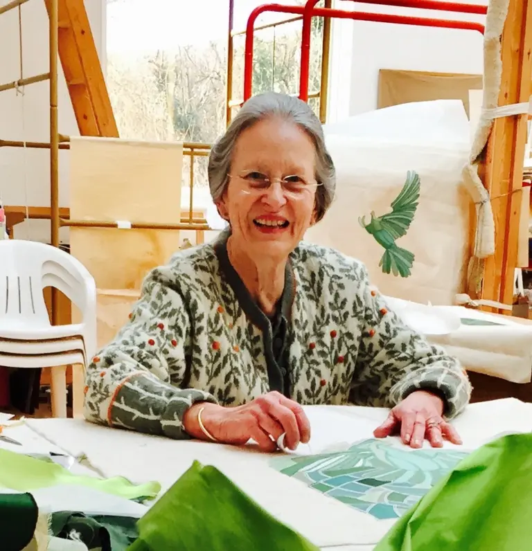 Diana Springhall working in her studio on the Duncton project.
