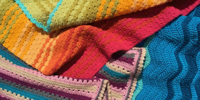 Our bursary winners, crocheted blanket by Emma Jane Dickenson